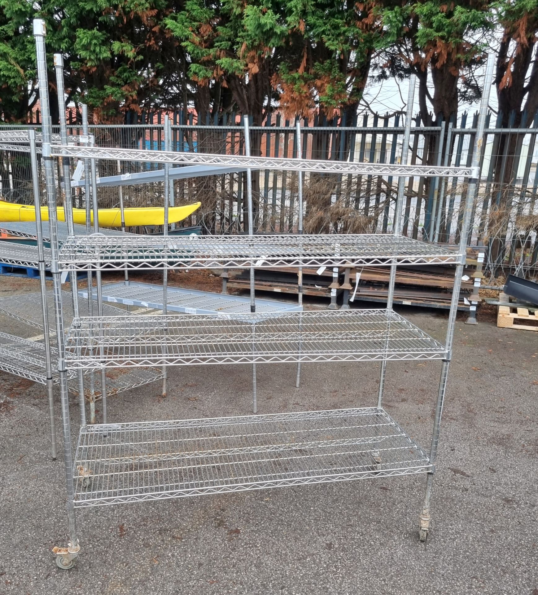Stainless steel 4 tier wire racking - L150 x W61 x H194cm