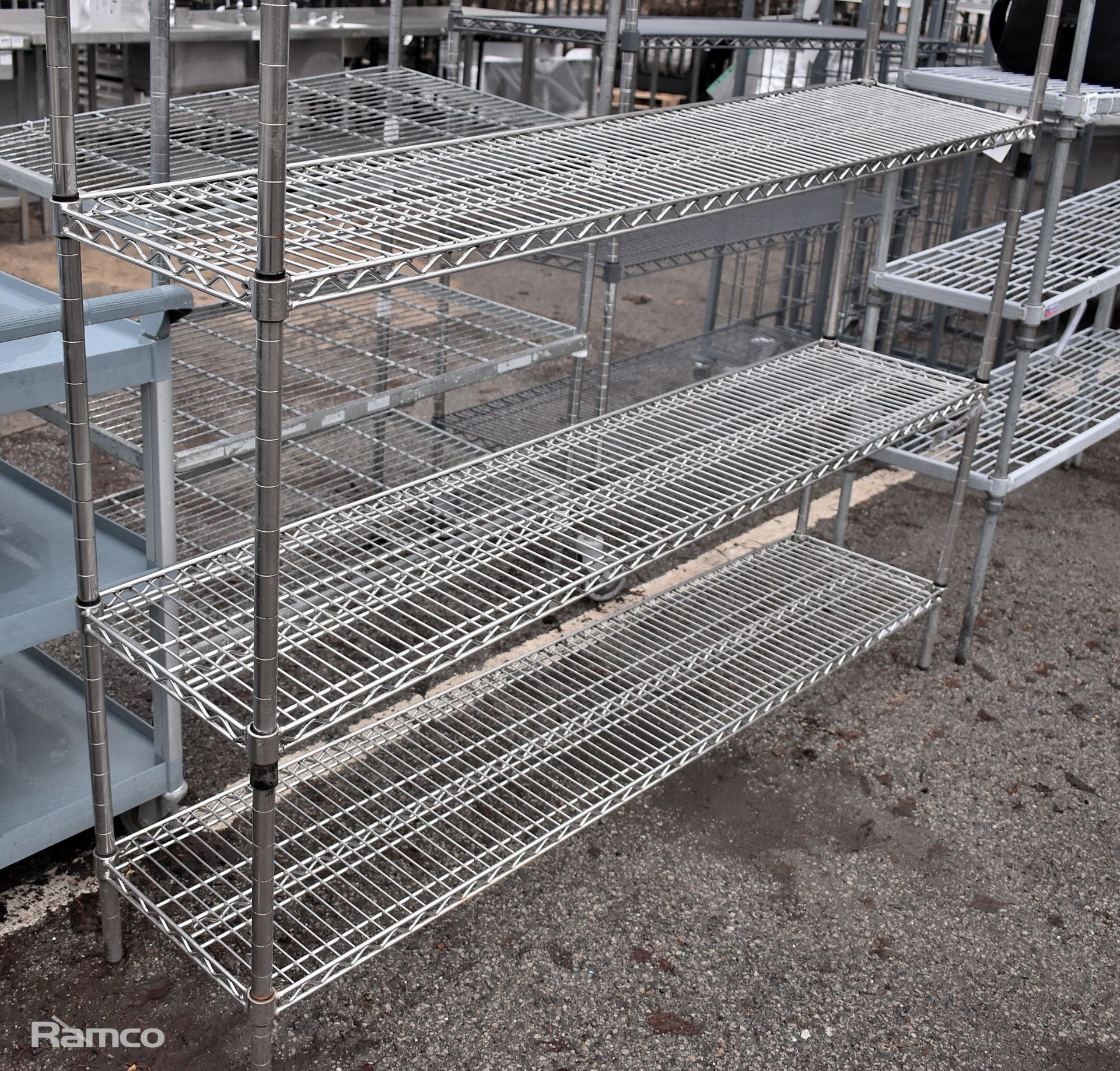 Stainless steel 4 tier wire racking - L179 x W38 x H167cm - Image 2 of 3