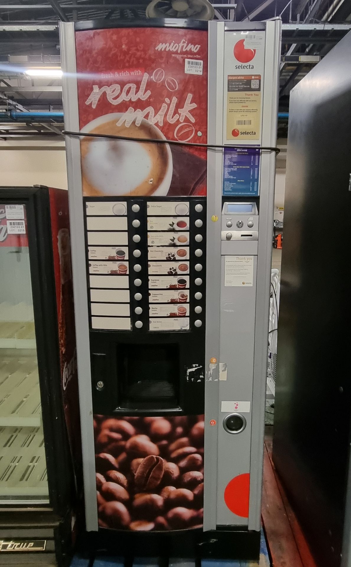 Miofino Selecta Milano B2C hot drinks vending machine - no key