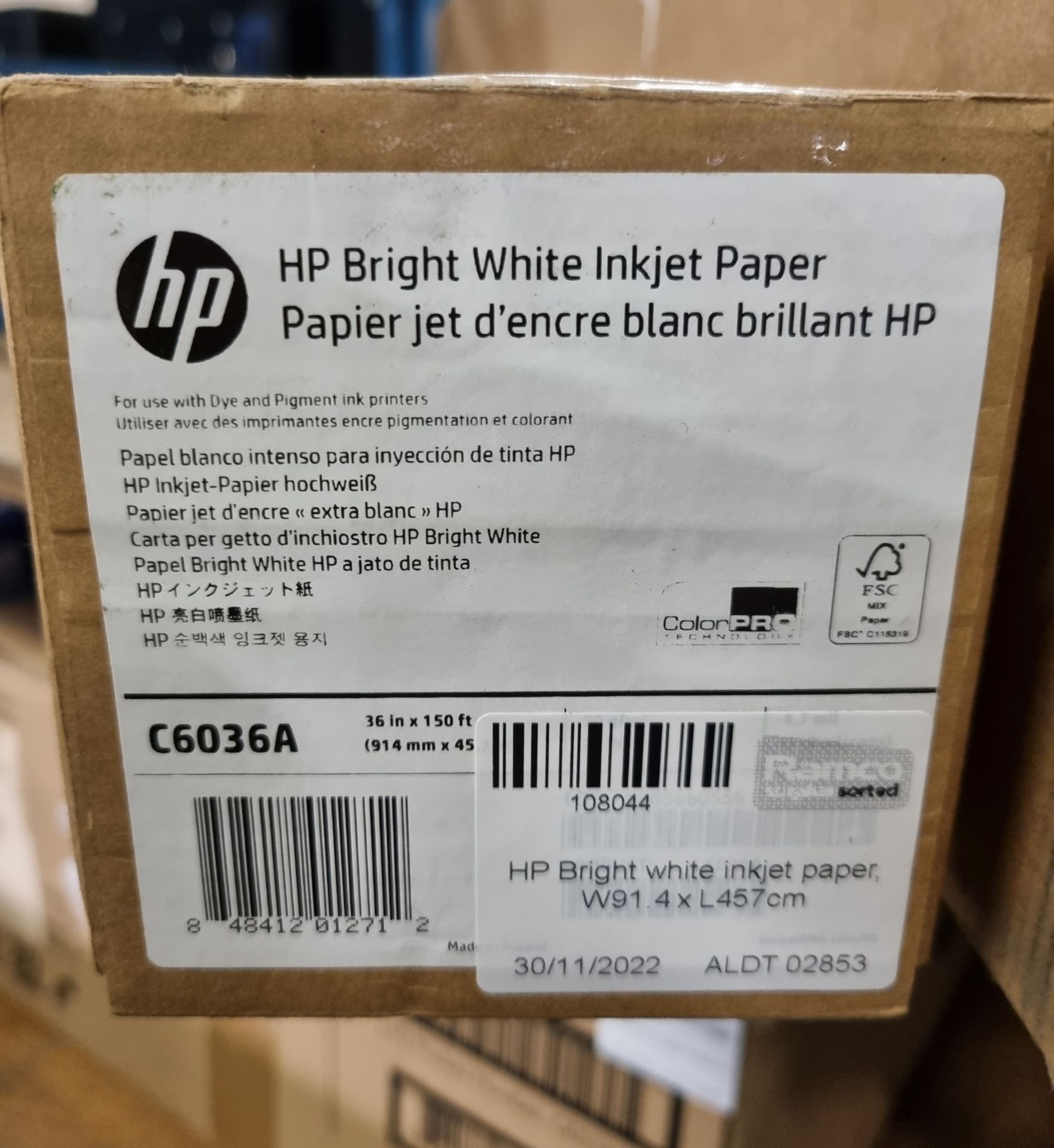 4x rolls of HP Bright white inkjet paper - W91.4 x L457cm - Image 2 of 2