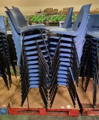 50x Plastic seat metal frame base stacking chairs - please pictures for types included