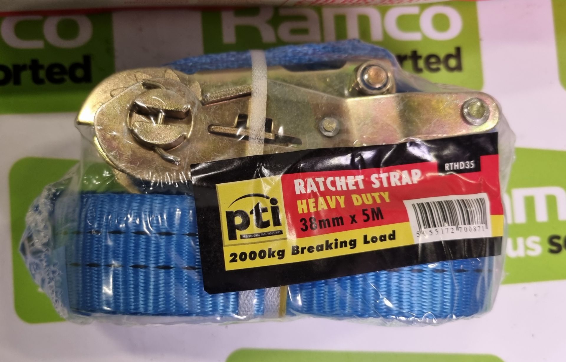 10x PTI Heavy Duty Ratchet Straps 38mm Wide x 5m Long - Image 3 of 3