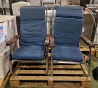 2x Blue padded chairs