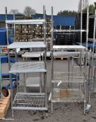 Stainless steel 4 tier wire racking - L60 x W60 x H182cm, Stainless steel 4 tier wire racking