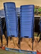 46x Plastic seat metal frame base stacking chairs - please pictures for types included