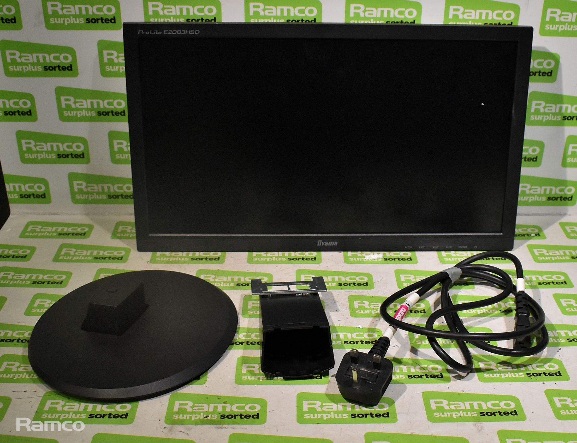 IIyama ProLite E2083HSD 20" monitor with 1600x900 resolution, in box with stand and plug