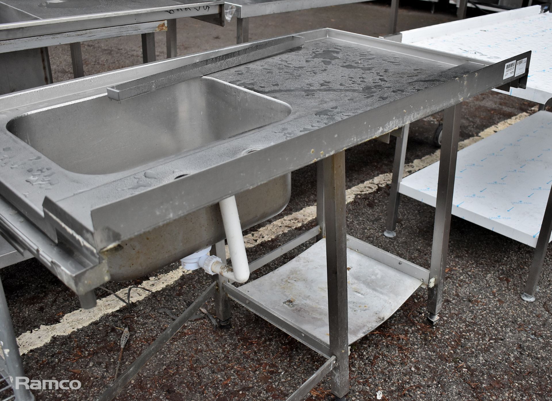 Stainless steel sink unit - L120 x D75 x H94cm - Image 4 of 5