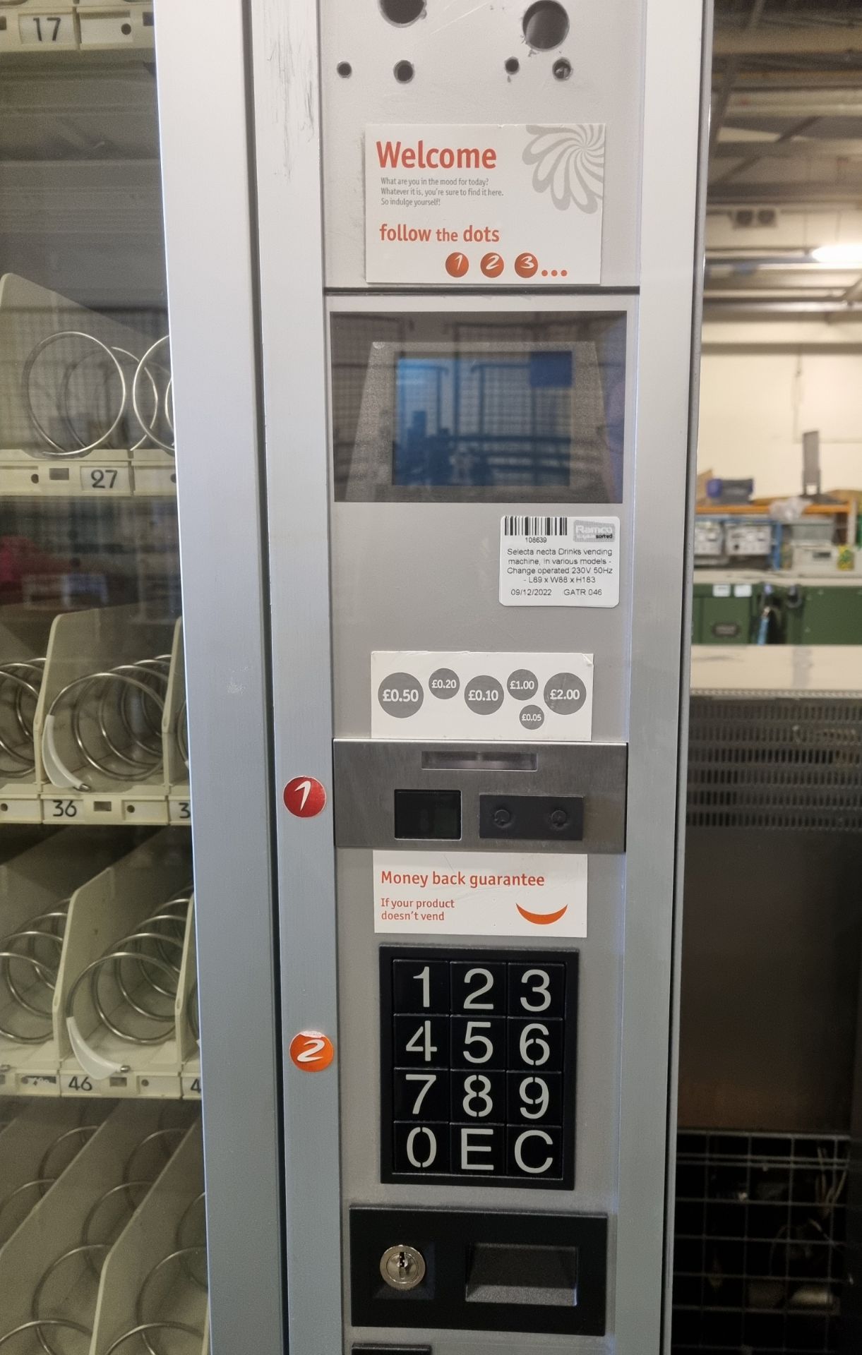 Selecta necta Drinks vending machine, in various models - Change operated 230V 50Hz - Image 2 of 4