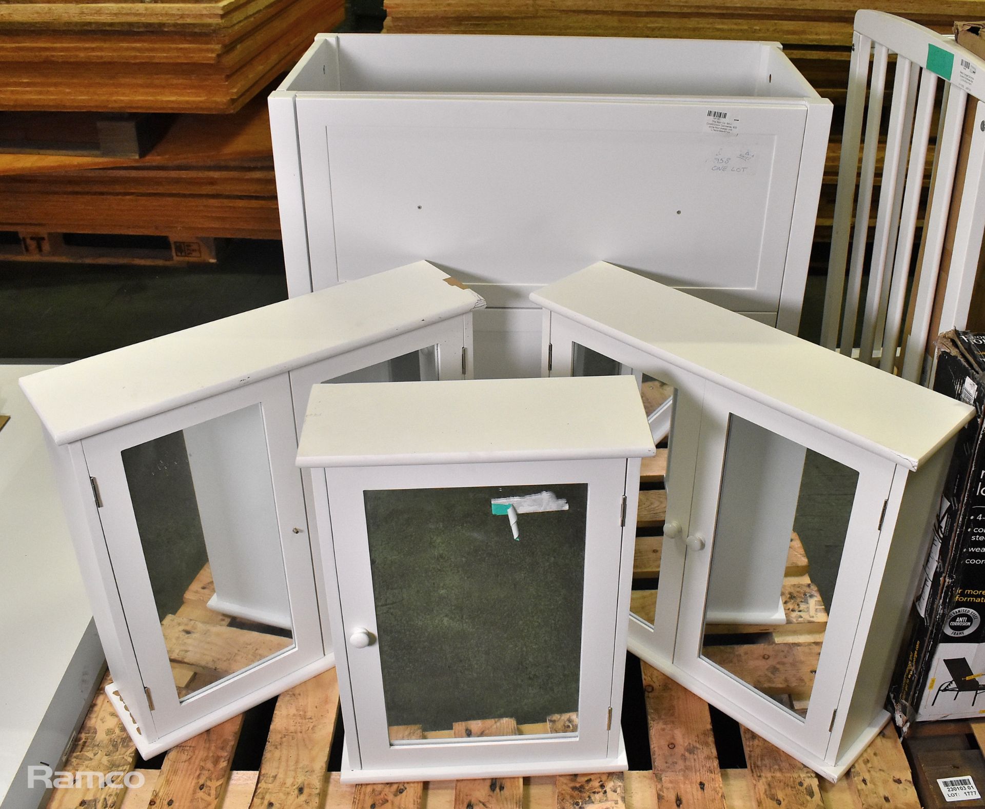 Homebase White classic mirrored single/double door cabinet set L40xW16xH55cm/L60xW16xH55cm - Image 2 of 12