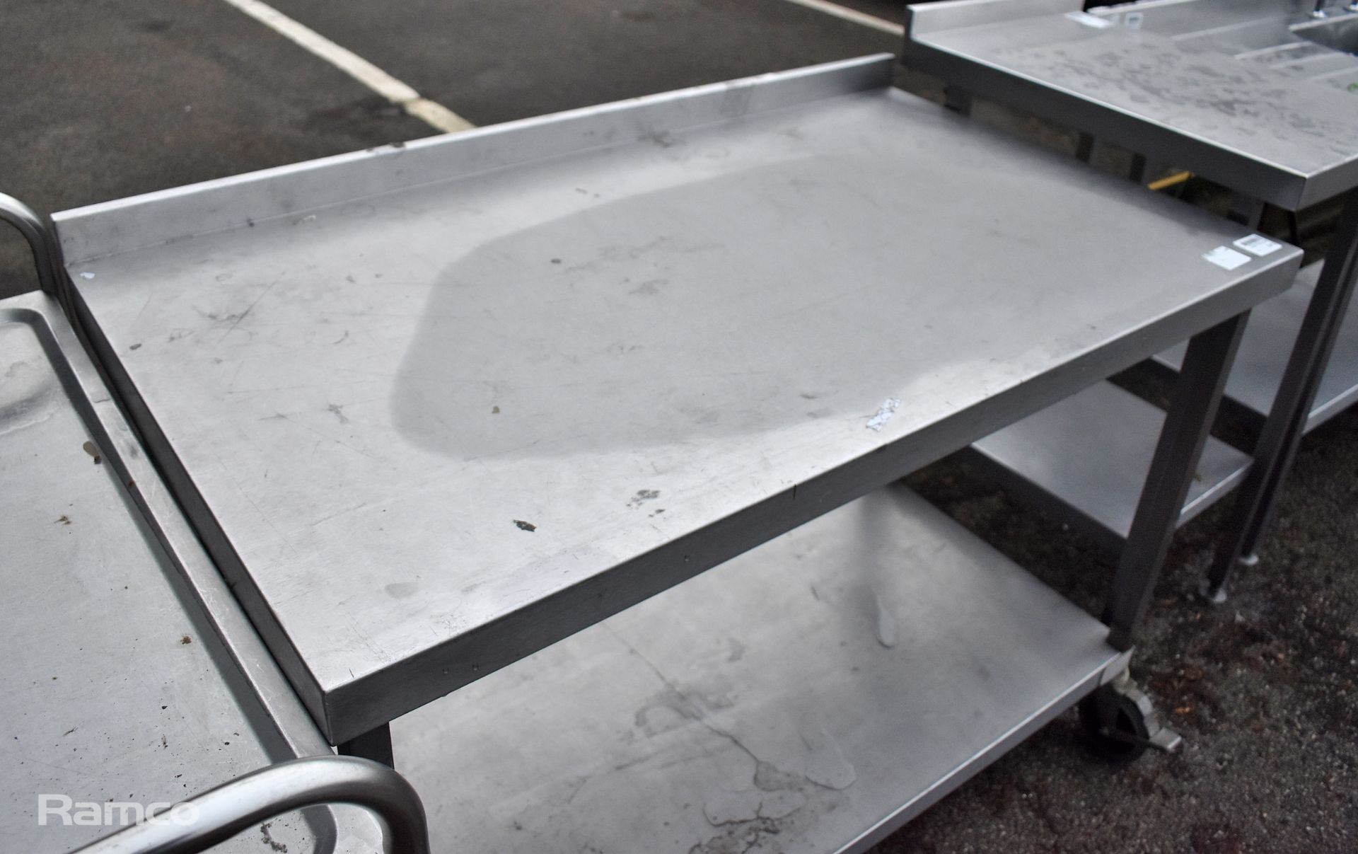 Stainless steel table with shelf on wheels - 70x120x90cm - Image 2 of 3