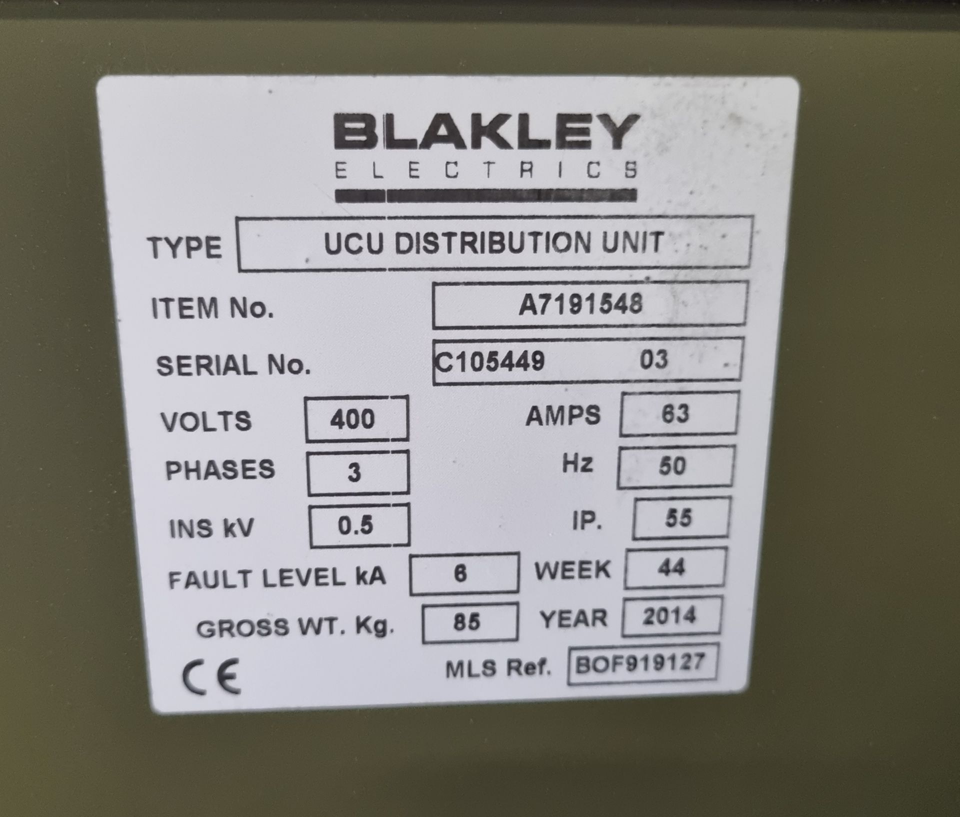 Blakely UCU Distribution Unit (Fixed RCD) 400V - 63A - 3ph - 50Hz - Image 4 of 6