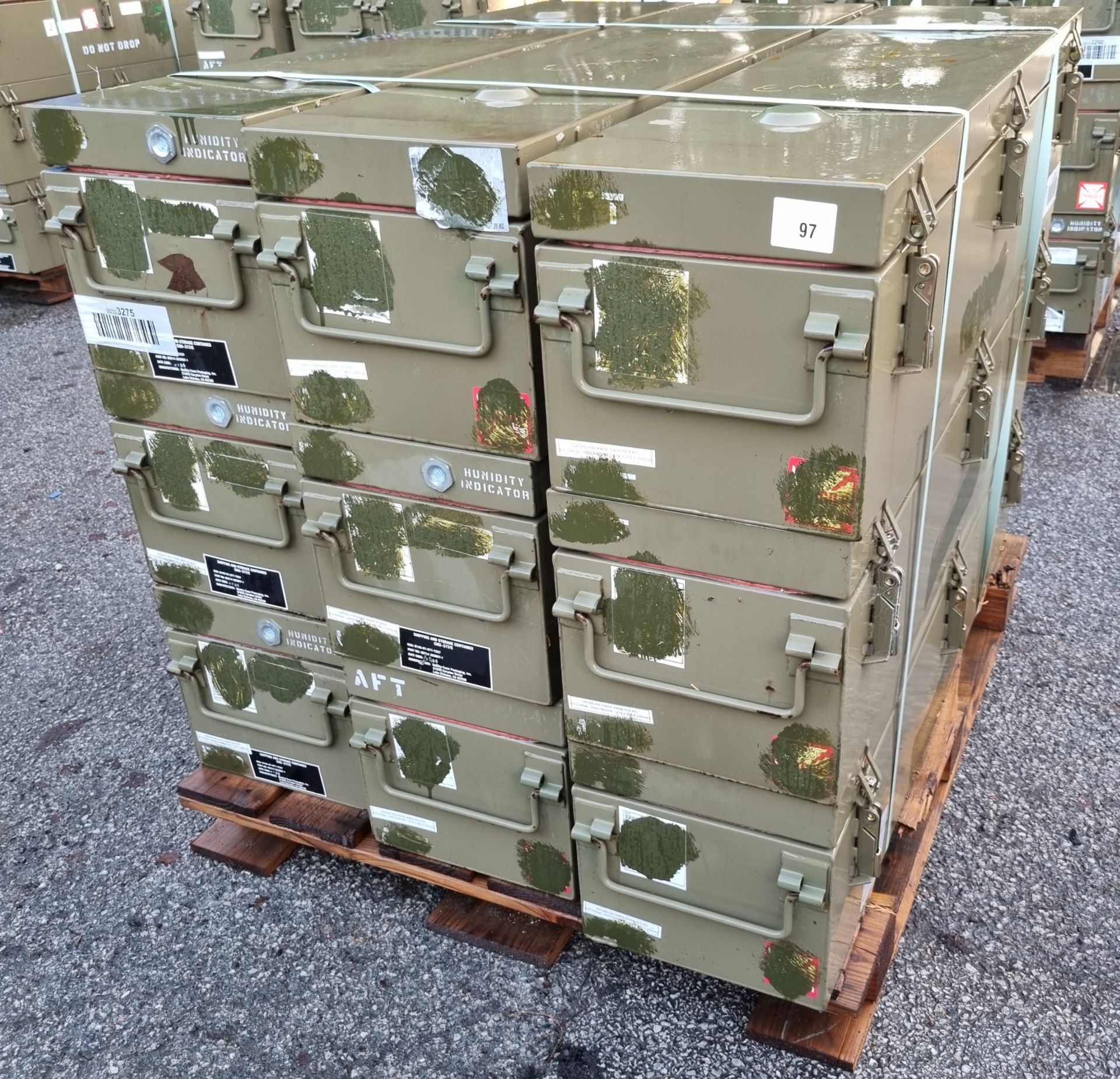 9x Green Metal storage containers - 125x30x30cm