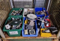Workshop parts and supplies which include: regulators, transformers, solenoid valves