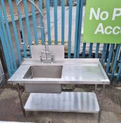 Moffat stainless steel pass through sink unit - 150x72x200cm