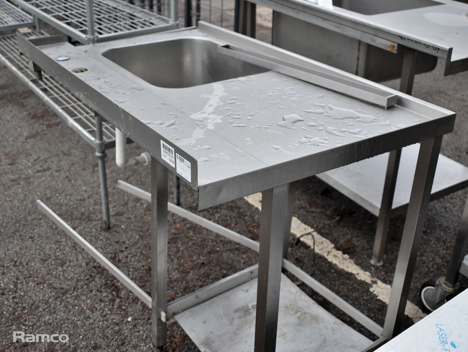 Stainless steel sink unit - L120 x D75 x H94cm - Image 3 of 5