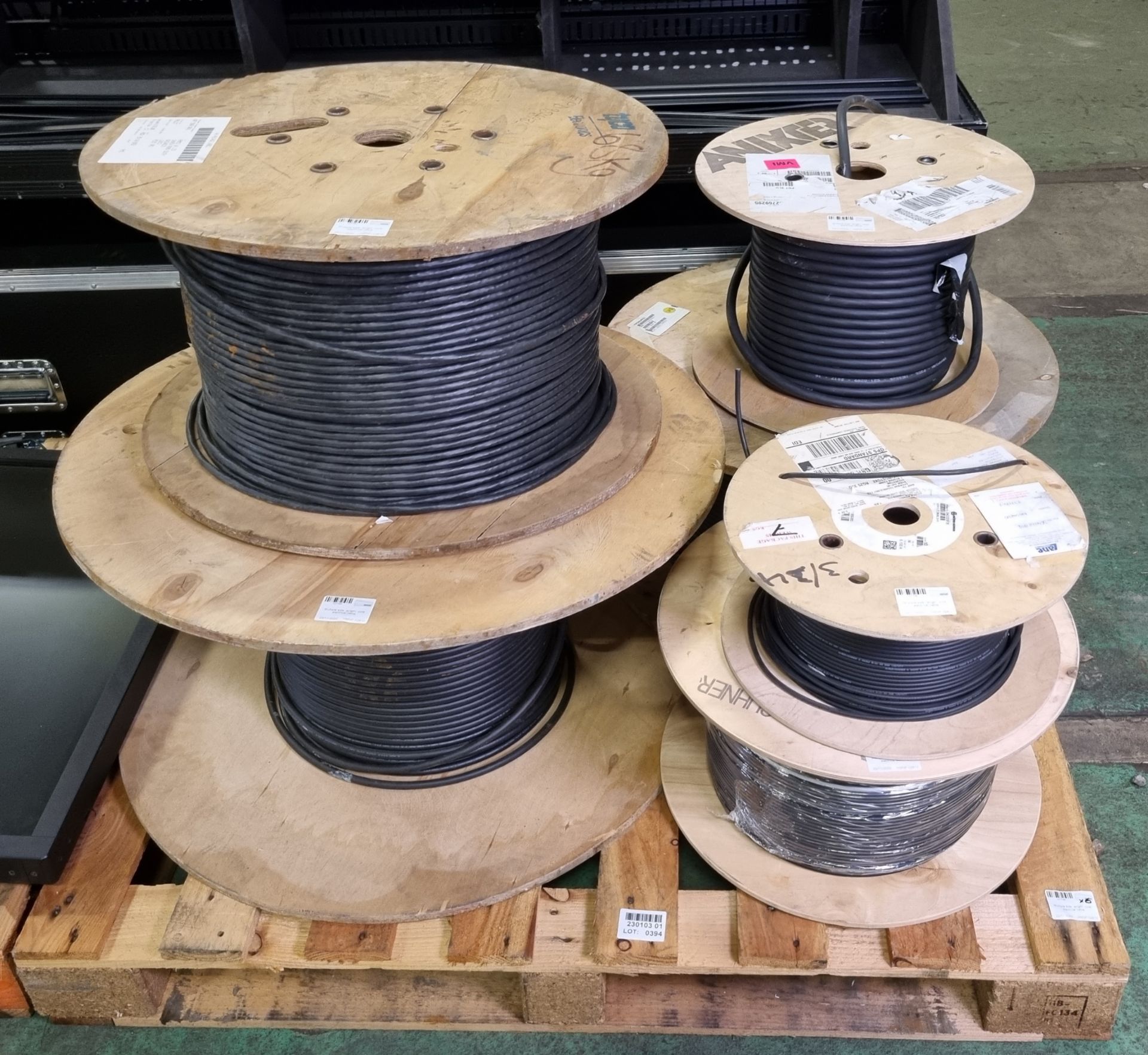 6x Multiple size, length & core electrical cable reels