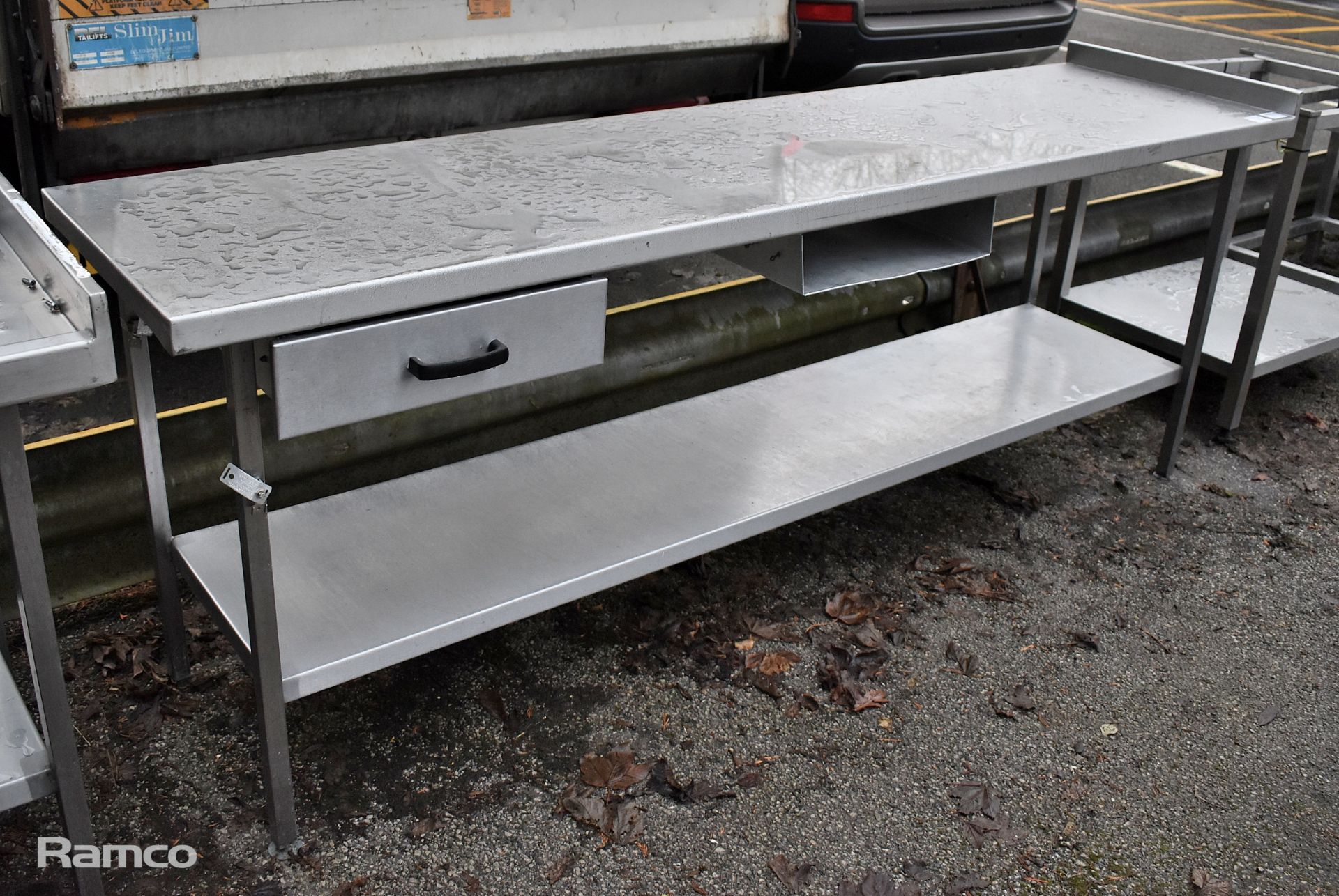 Stainless steel worktop table with drawers - 220x60x90cm - Image 2 of 5