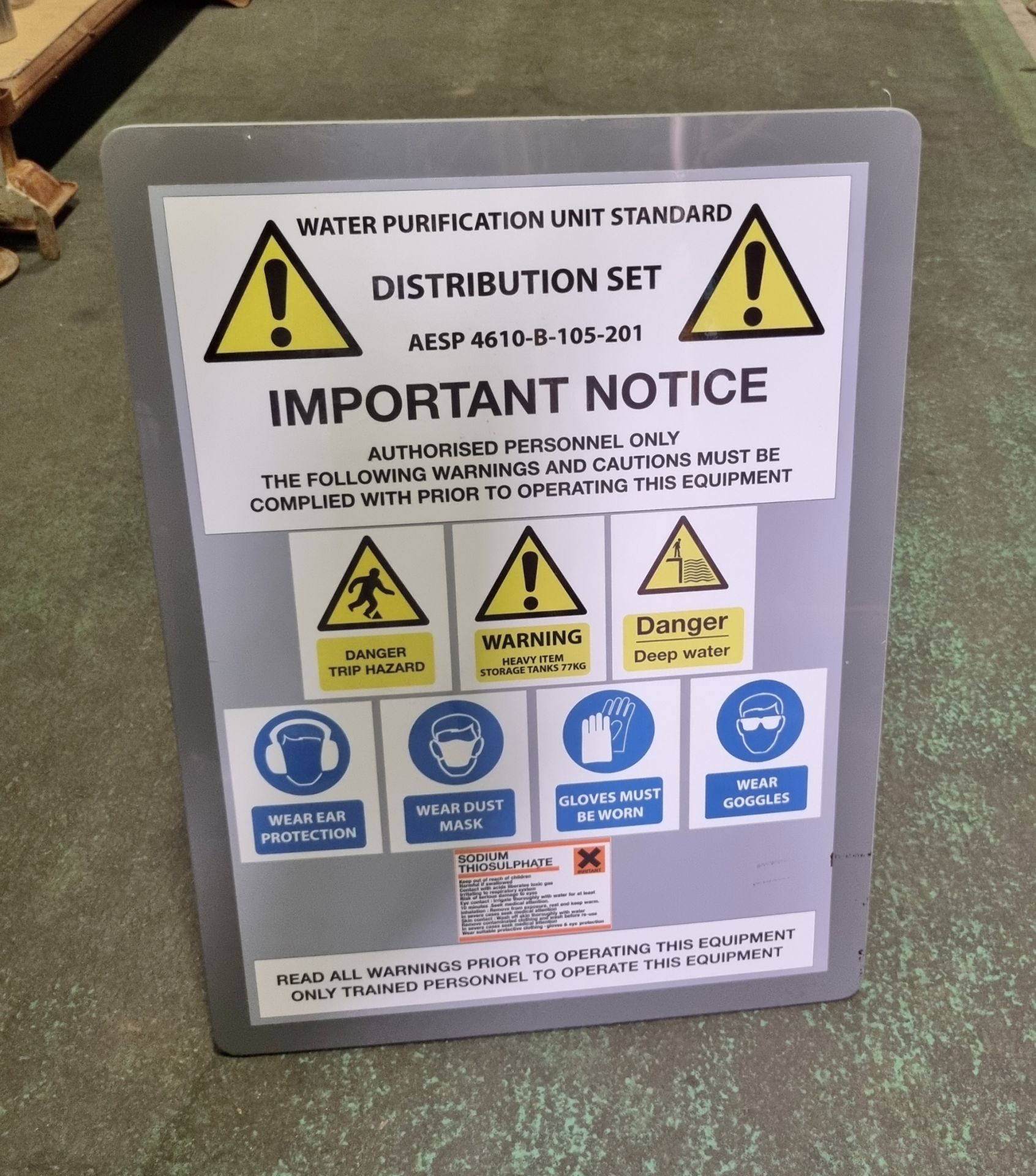 7x Water purification unit safety sign board sets - Image 3 of 3