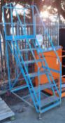 Blue 6 tread mobile step ladder - dimensions: 130x65x230cm