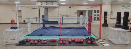 Boxing ring assembly and training kit including - 480x480x210cm frame (nuts and bolts not included)