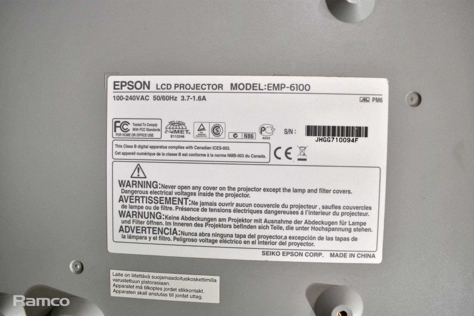 Epson LCD EMP-6100 projector - Image 5 of 7