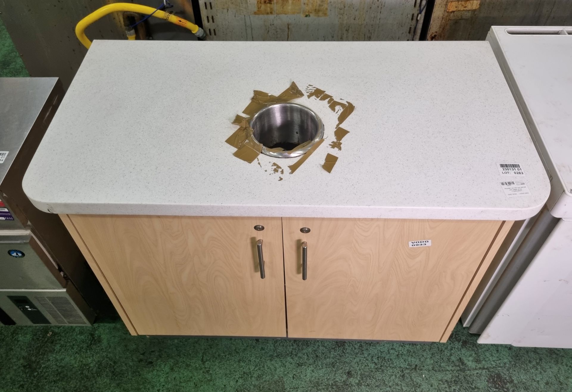 Wooden counter top cabinet with waste chute - 112x60x88cm - Image 5 of 6