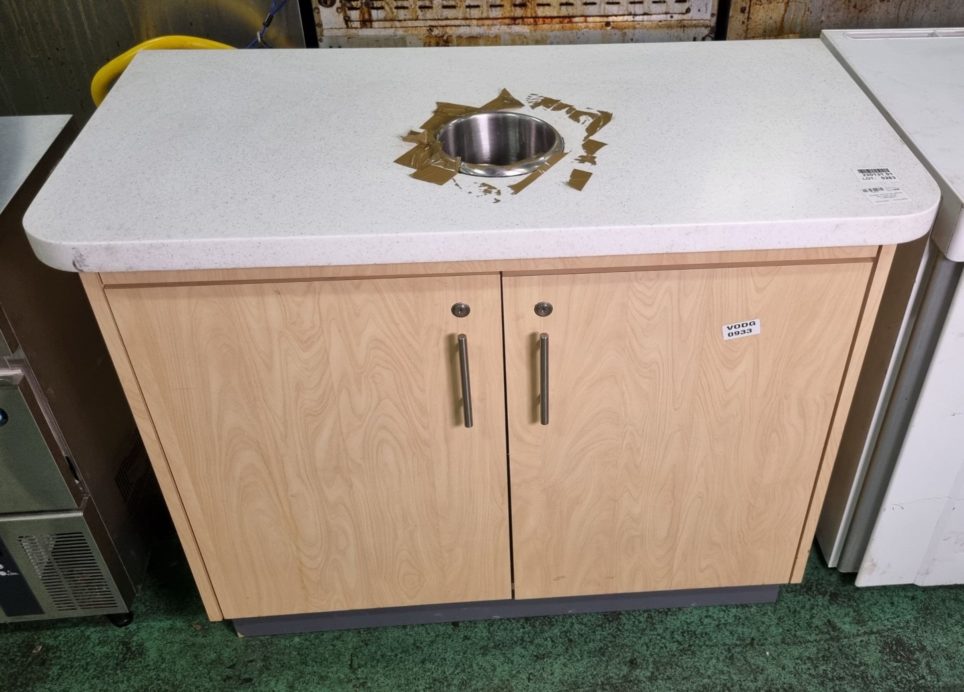 Wooden counter top cabinet with waste chute - 112x60x88cm - Image 2 of 6