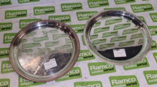 2x EPNS salver trays 300mm with ER emblem