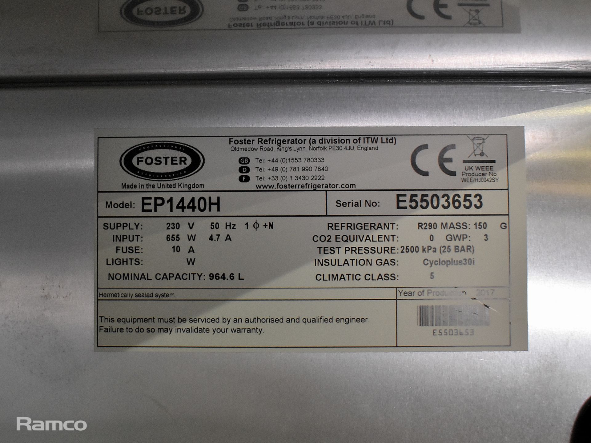 Foster EP1440H EcoPro G2 double door upright fridge - Image 4 of 5