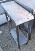 Narrow stainless steel work table with bottom shelf - dimensions: 70x30x90cm