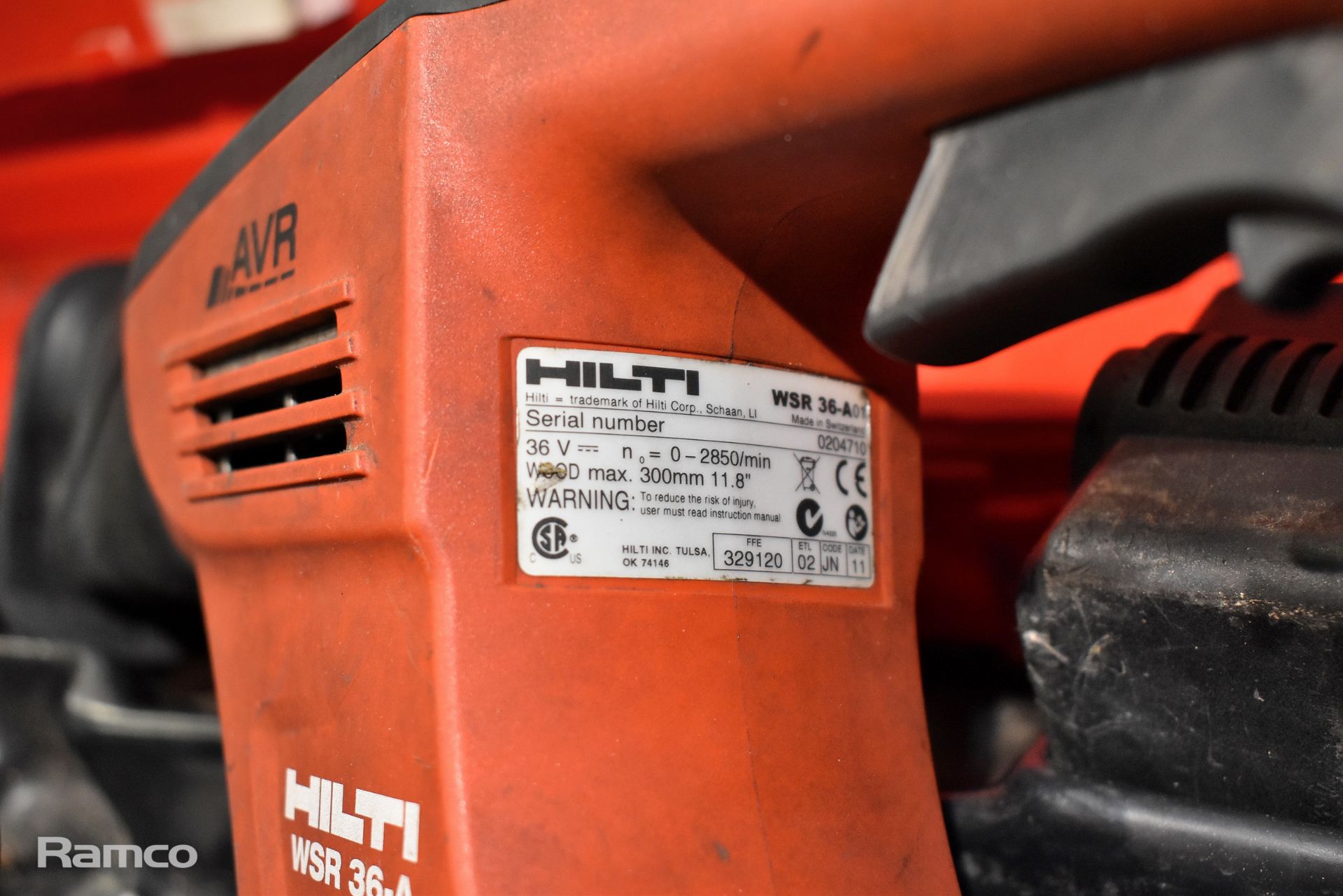 HILTI WSR 36-A heavy duty reciprocating saw in hard carry case - Image 2 of 5