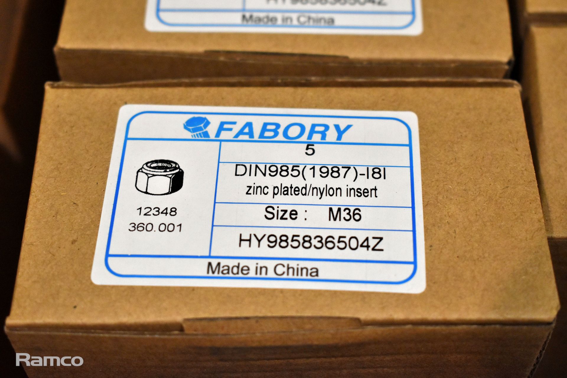 Fabory 36 mm nylon insert locking nuts - 1 box - 6 packs - 5 nuts per pack - Image 2 of 2
