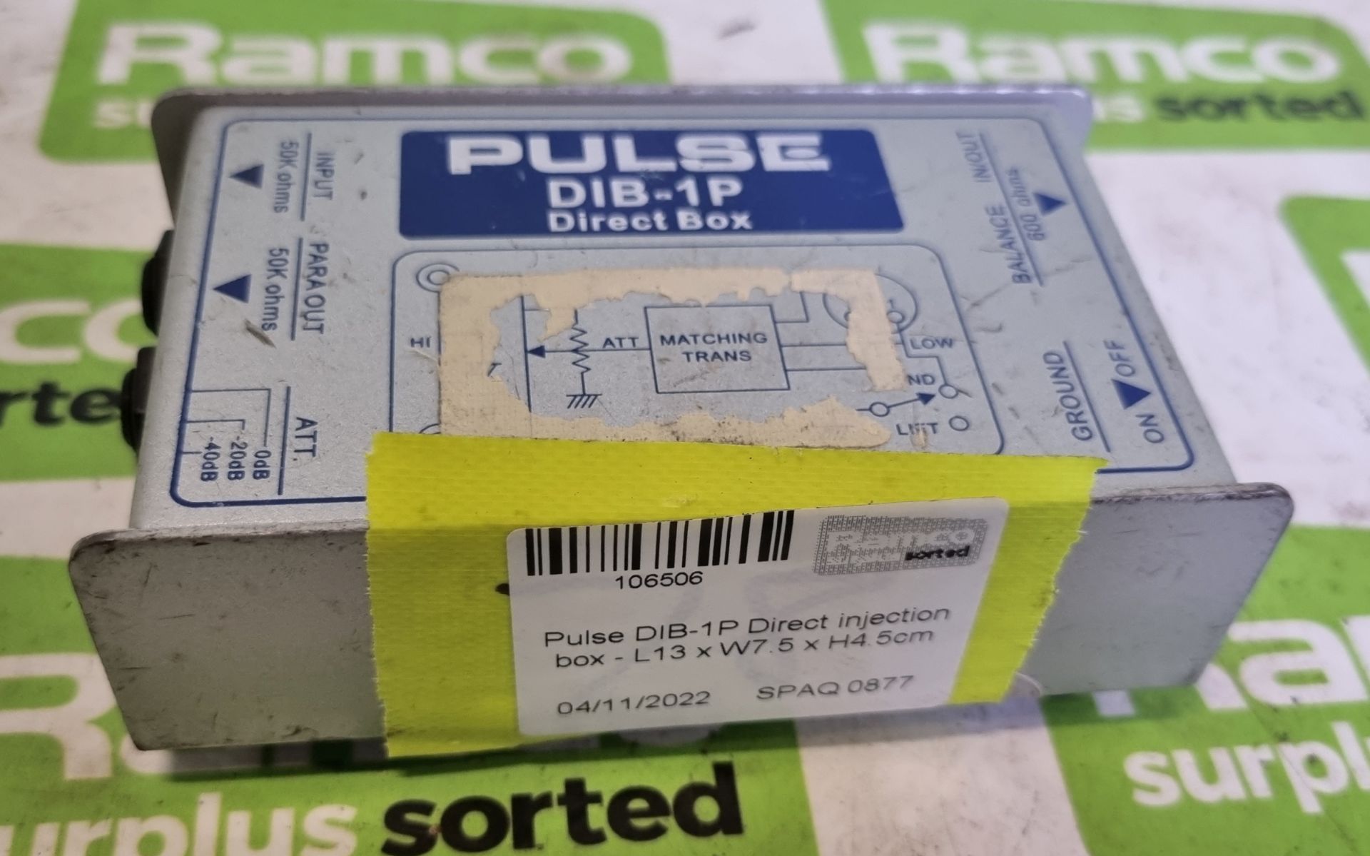 Pulse DIB-1P Direct injection box - L13 x W7.5 x H4.5cm - Image 2 of 4