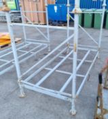 4 post metal long span stillage with open base - dimensions: 220x100x145cm