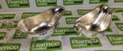 2x EPNS gravy boats with ER emblem