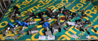 Multiple valves of assorted types and sizes