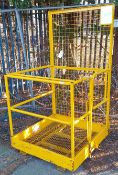 Yellow forklift access platform cage with side entry gate - dimensions: 100x100x185cm