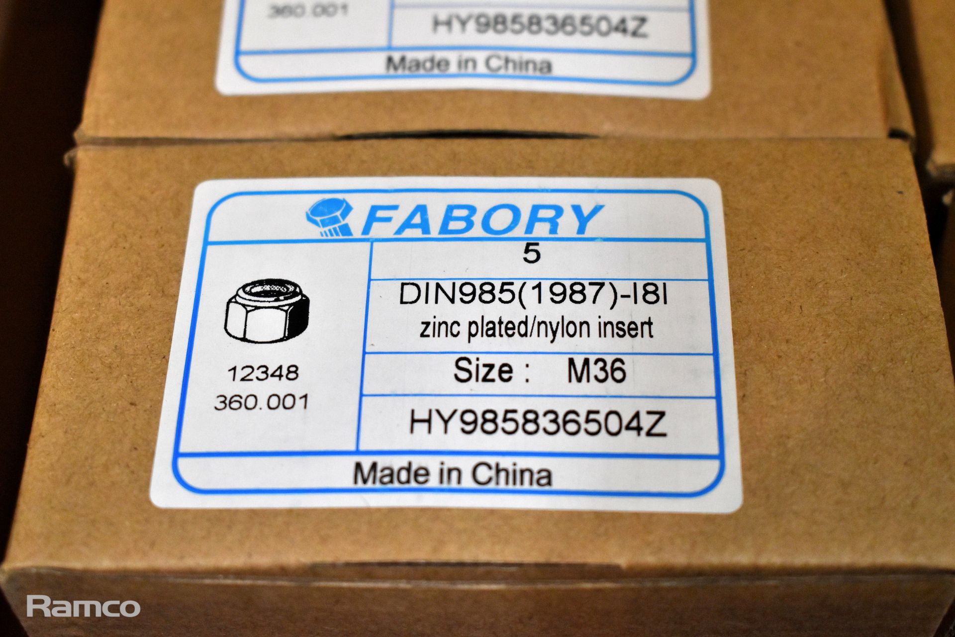 Fabory 36 mm nylon insert locking nuts - 1 box - 6 packs - 5 nuts per pack - Image 2 of 2
