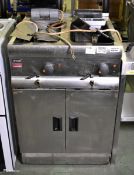 Lincat twin tank electric fryer with storage beneath