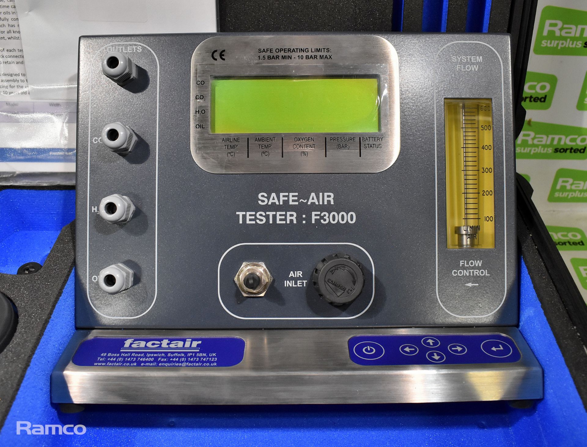 Factair F3000 Safe-Air Tester air safety/quality analyser kit - in case, unknown condition - Image 2 of 3