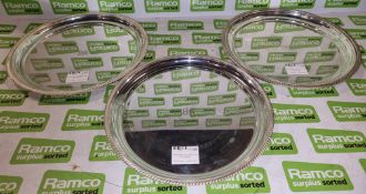 3x EPNS salver trays 350mm with ER emblem