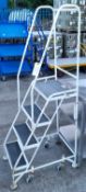 White 4 tread mobile step ladder - dimensions: 75x50x170cm