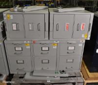 5x Grey metal 2-drawer combination lock cabinets - L42xW67xH64cm - combination unknown