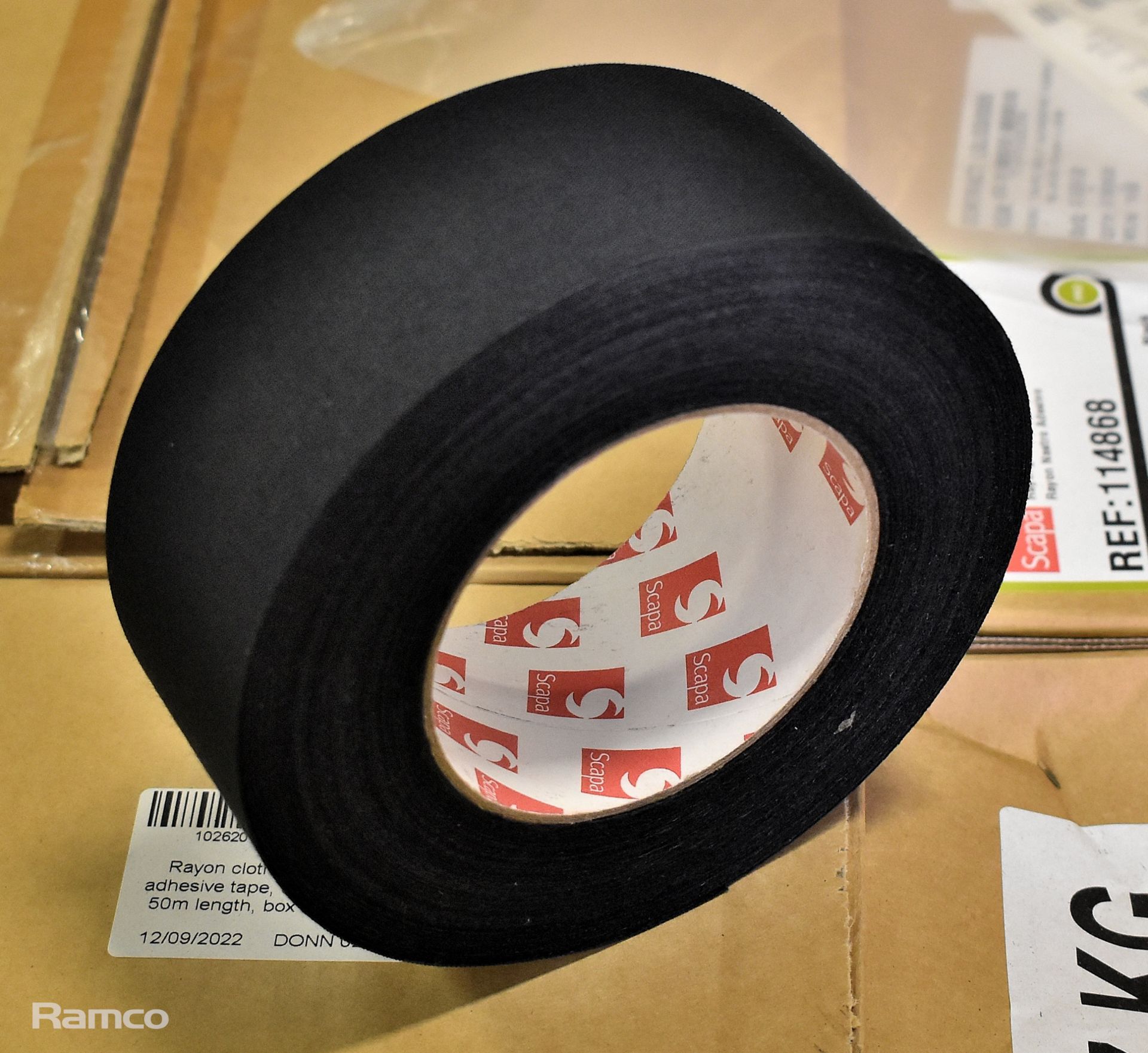 33x boxes of Scapa 3370 Rayon cloth fabric black adhesive tape - 50mm width - 50m length - Image 2 of 3