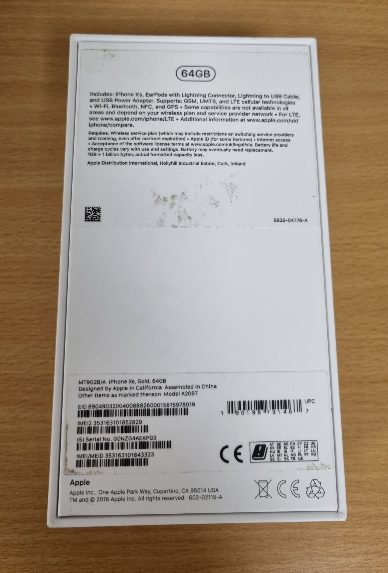 Apple iPhone XS (boxed) – Gold – 64GB – MT9G2B/A – Serial number G0NZG4AEKPG3 - Image 8 of 8