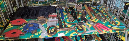 Workshop tools which include: tool pouch, welding magnets, letter punches, machine blocks