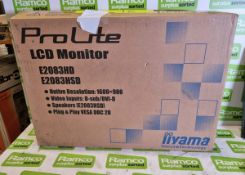 IIyama ProLite E2083HSD 20 inch monitor with 1600x900 resolution, in box with stand and plug