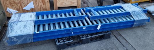 Steel framed gravity roller conveyor sections with 50mm diameter rollers - 40 x 10cm