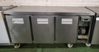 Gram Snowflake K1605 RG stainless steel 3 door counter refrigerator unit