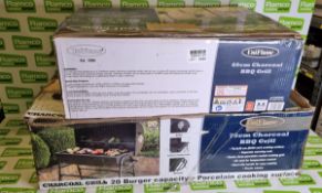 UniFlame 60cm charcoal BBQ grill and 75cm charcoal BBQ grill - boxed unchecked